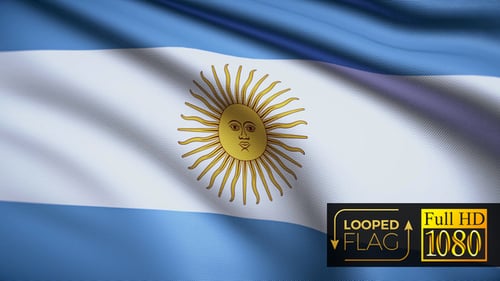 Waving Flag of Argentina Loop with Realistic Fabric Texture