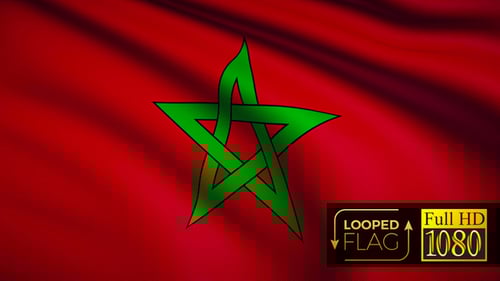 Seamlessly Looping Red and White National Flag Waving Animation