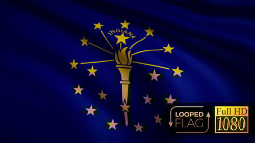 Waving Indiana State Flag Seamless Loop Animation