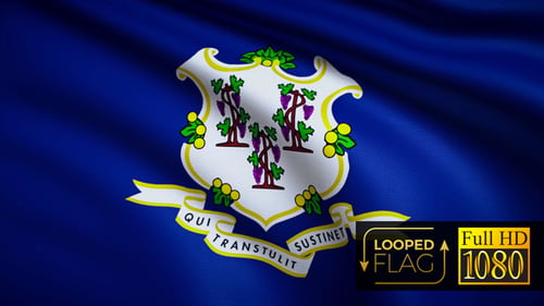 Waving Connecticut State Flag Loop Animation