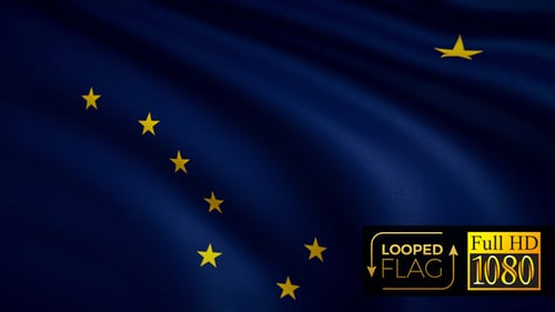 Realistic Waving Alaska Flag Loop Motion Background