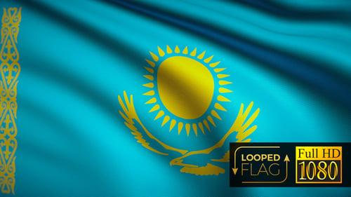 Waving Kazakhstan National Flag Loopable Background Animation
