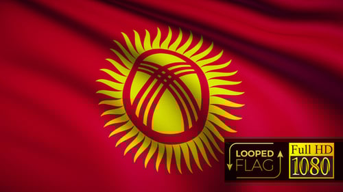 Waving Fabric Flag of Kyrgyzstan Loop Animation