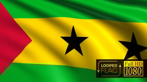 Waving Flag of Sao Tome and Principe Seamless Loop