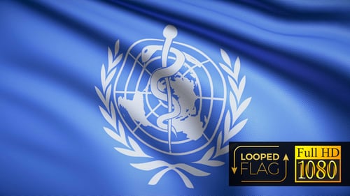 World Health Organization Flag Waving Realistic Loop Animation