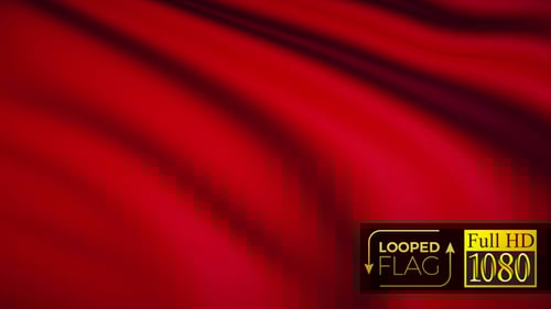 Fluid Waving Red Flag Background Loop