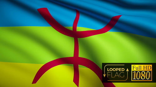 Animated Flag With Stylized Red Symbol Waving Loop