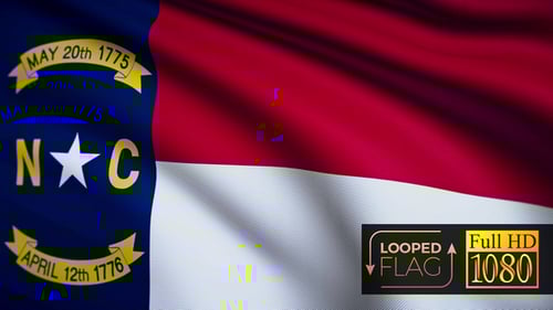 North Carolina State Flag Waving Seamless Loop Animation