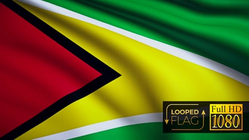 Waving Flag of Guyana Seamless Loop Animation
