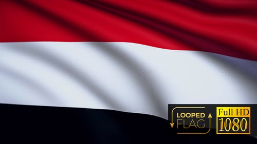 Seamlessly Looped Waving Red White Black Flag Animation