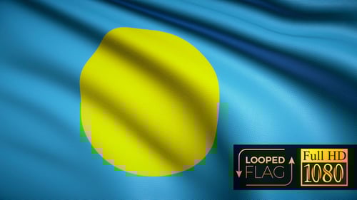 Palau National Flag Waving Seamless Loop Animation