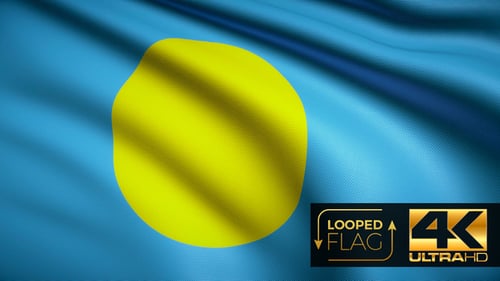 Palau National Flag Waving Seamless Loop Animation