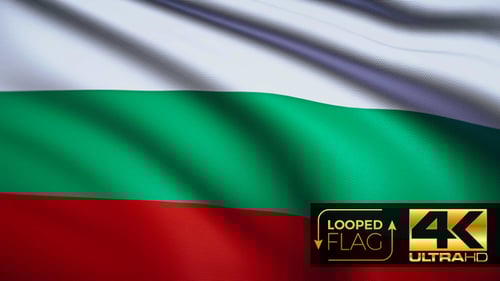 Bulgaria National Flag Realistic Waving Loop 4K