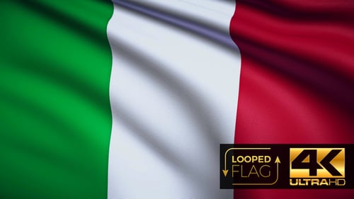 Looping Italian Flag Waving Animation