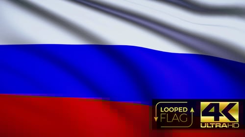 Waving Russian Flag Loop with Realistic Fabric Texture