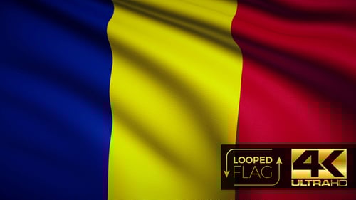 Waving Romania National Flag Seamless Loop