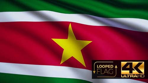 Suriname National Flag Waving Loop Animation