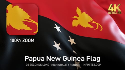 Papua New Guinea National Flag Waving Loop Animation