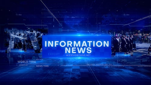 Digital News Broadcast Opener with HUD Interface