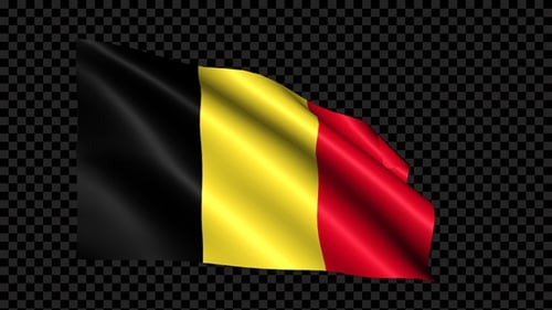 Waving Belgian Flag Loop with Transparent Background
