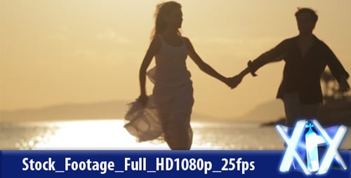 Couple Running At Sunset
