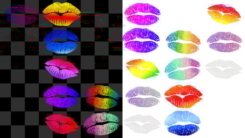 Animated Neon Lip Prints with Rainbow Colors