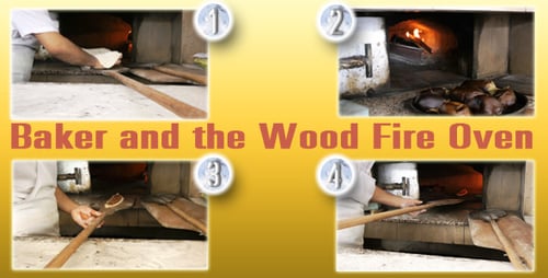 Chef Baking Food in Traditional Brick Oven