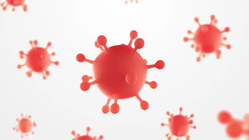 3D Animated Virus Cells Floating in Medical Background