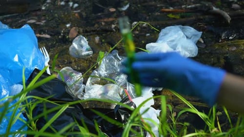 Hand in Glove Holding Tube With Dangerous Liquid From Polluted Area, Research