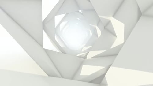 Futuristic white Background with Tunnel Walls and Bright Light