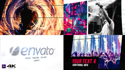 Dynamic Glitch Opener and Fast Media Showcase with Animated Text
