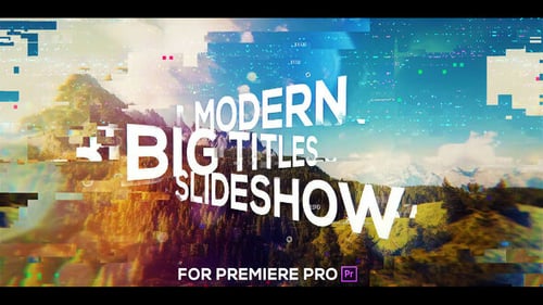 Dynamic Glitch Slideshow Opener with Animated Big Titles