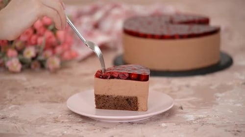 Decadent Chocolate Cake Slice with Berries