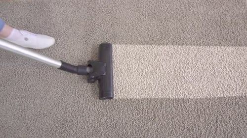 Vacuum Cleaning Gray Carpet Inside Home