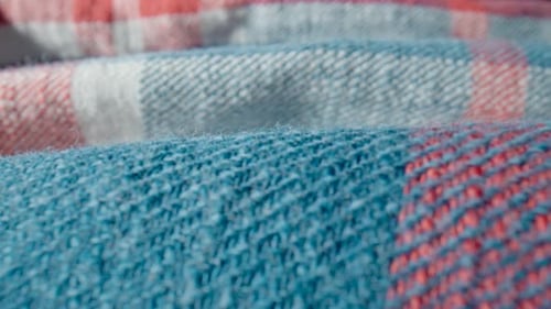 Macro Shot of Blue and White Striped Fabric