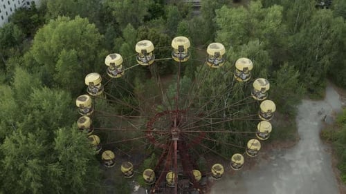 Chernobyl Ferris Wheel Fairground From Drone View