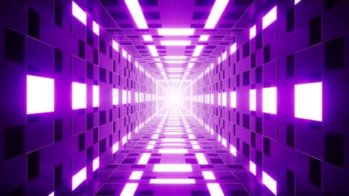 Violetter heller quadratischer Tunnel mit Fliesenmuster VJ Loop