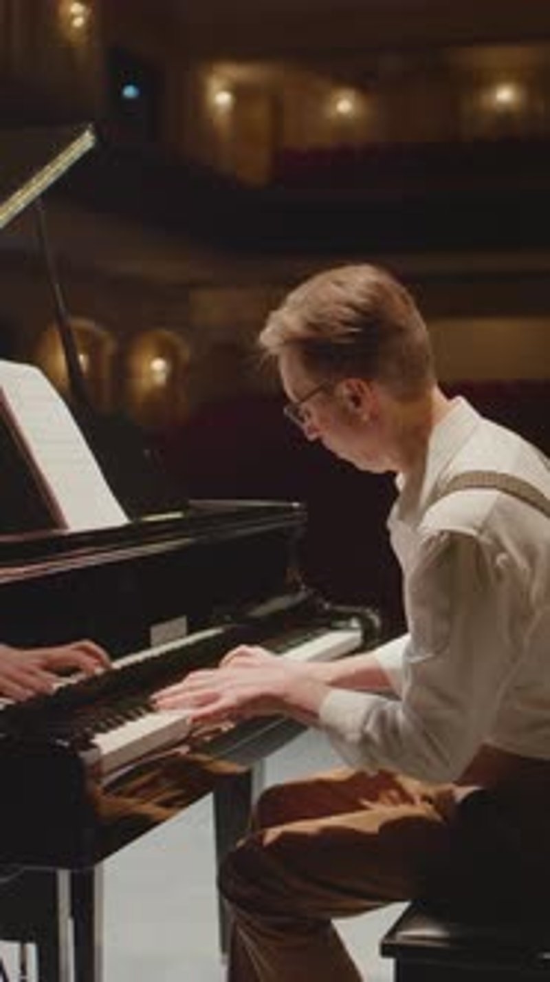 Vertical of Creative Teen Pianist Excitedly Composing Song on Musical ...
