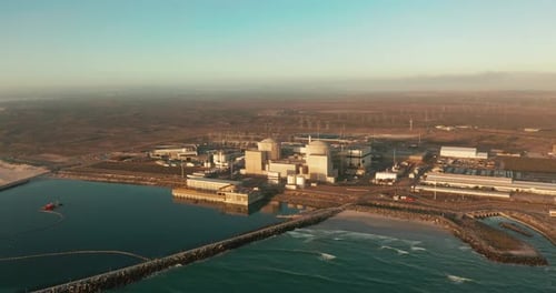 A Nuclear Power Plant at South Africa Cape Town Coast Line with Beautiful Blue Ocean