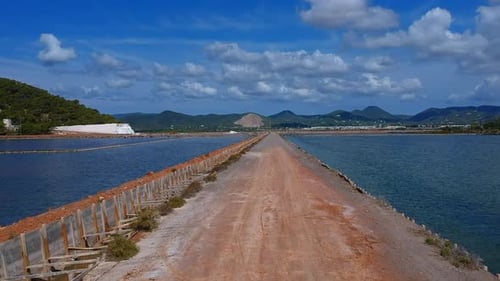 Drone shot along salt lake