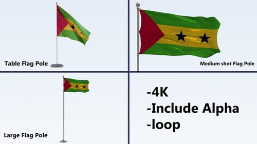 Set mit Fahnenmasten von Sao Tome und Principe,