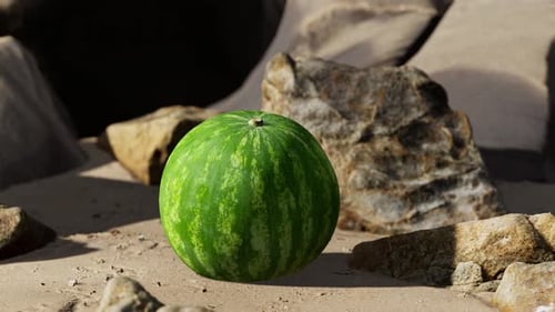 Fresh Watermelon on a Beautiful Sand Beach