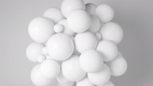 White Spheres Exploding 3d Animation