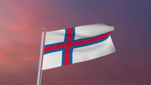 Faroe Islands Flag Waving In The Wind
