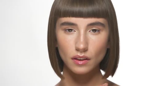 Elegant Woman Posing with Bob Haircut