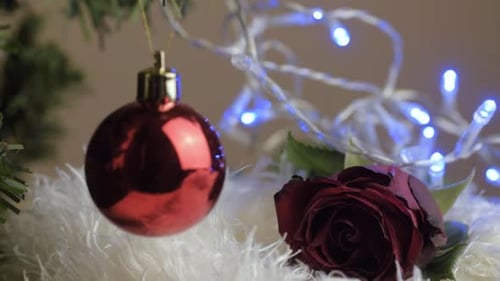 Christmas Ball and Rose Ornament Decoration with Lights