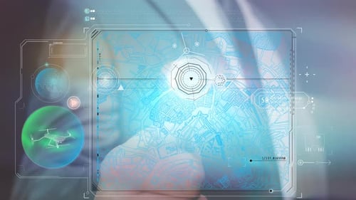 Futuristic Holographic Map User Interface with Drone Tracking