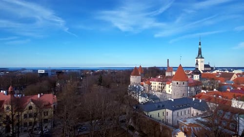 Aerial View of Tallinn Medieval Old Town, Estonia