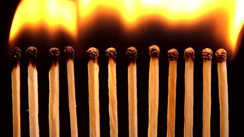 Matches Igniting and Burning in a Row
