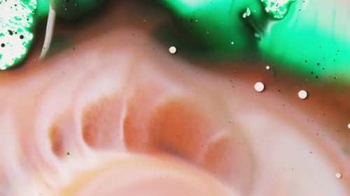 Abstract Fluid Motion with Green and Peach Tones